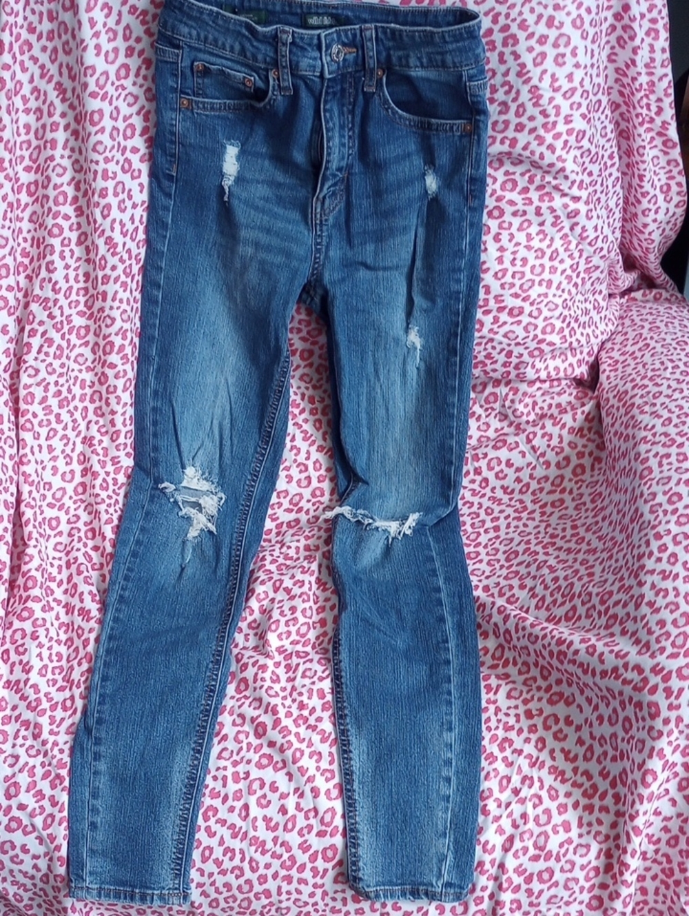 wild fable Distressed Dark Blue Skinny Jeans